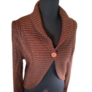 Faded Glory Chocolate Metallic Cardigan Shrug‎ Bolero | Size M